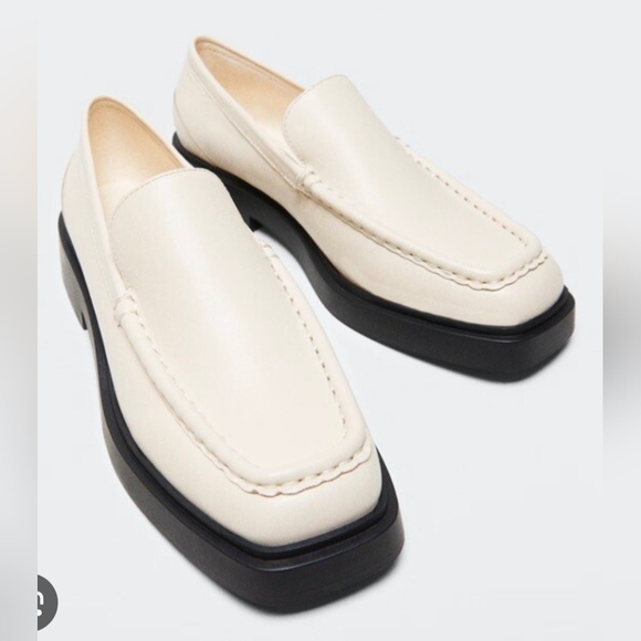 Mango Women's Cream Loafers with Black Soles - Picture 1 of 9